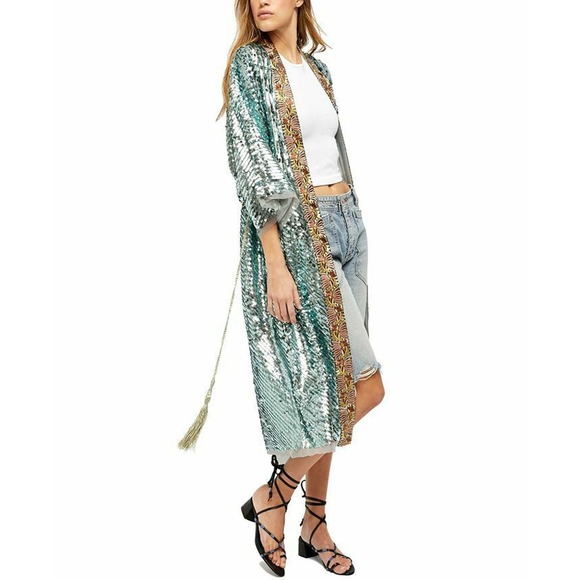Free People Jackets & Blazers - Free People Light Is Coming Duster Mermaid Combo